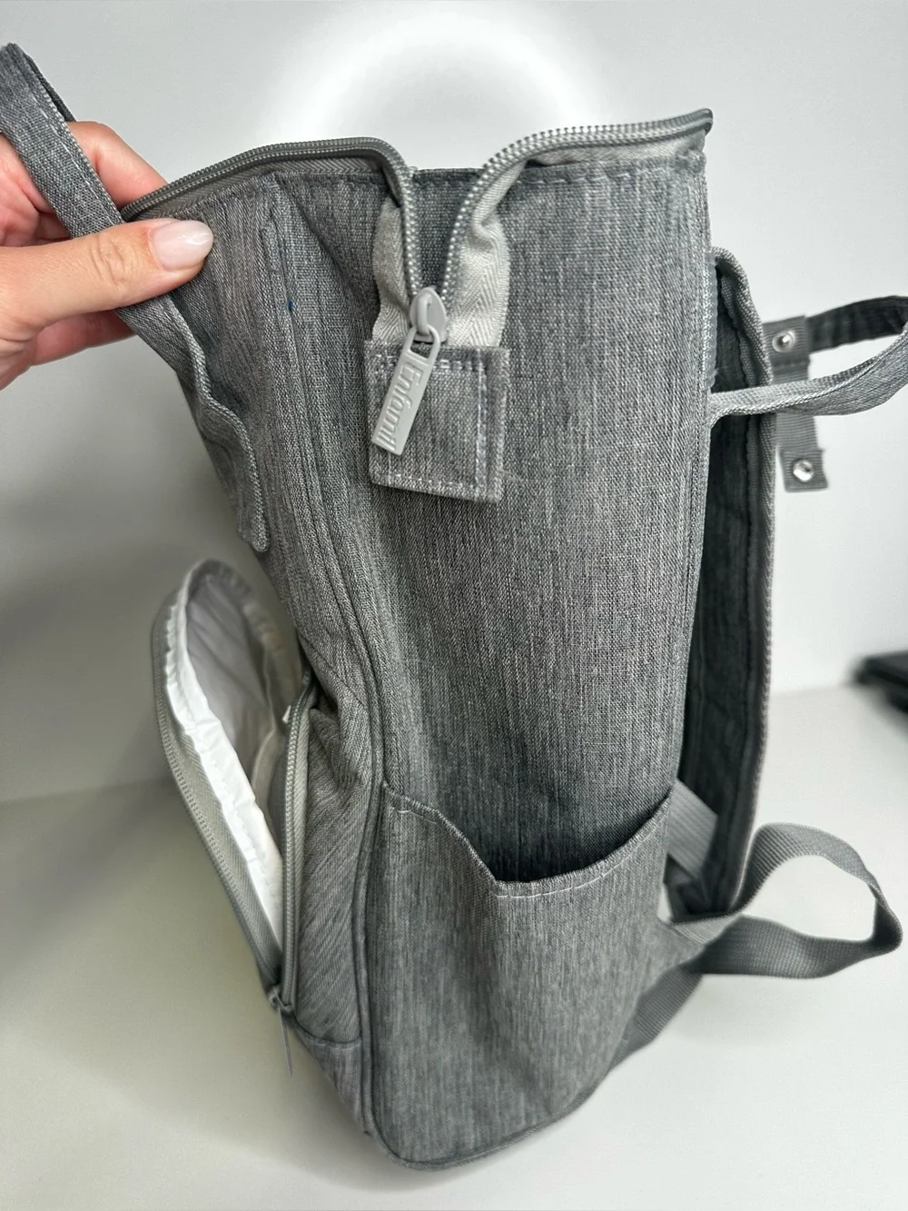 Enfamil Gray Insulated Fabric Bottle Backpack Baby Bag.